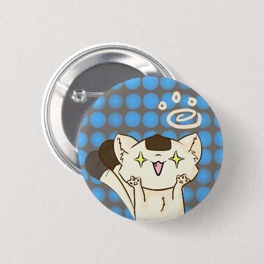 Onigiri Cat Asssault! Button (bruin) (Voorkant /achterkant)
