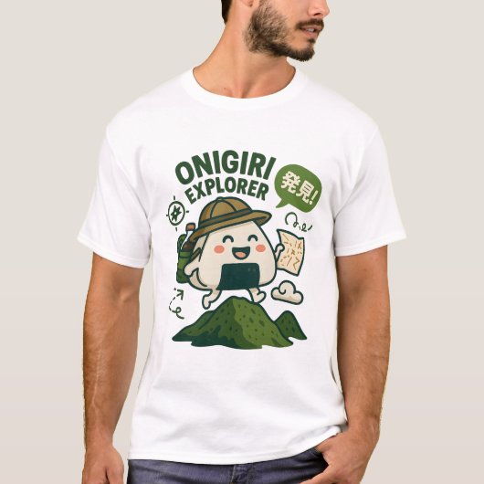 Onigiri Explorer – Adventure Wrapped in Rice T-shirt (Voorkant)