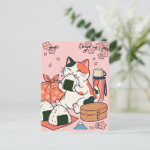 Onigiri Kat Postkaart (Staand voorkant)