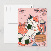 Onigiri Kat Postkaart (Voorkant / Achterkant)