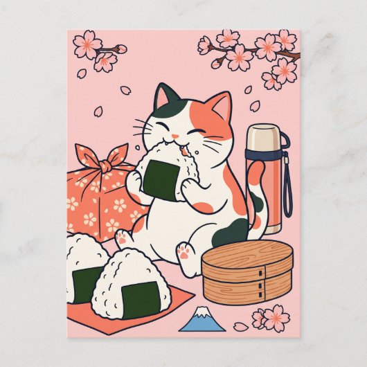 Onigiri Kat Postkaart (Voorkant)