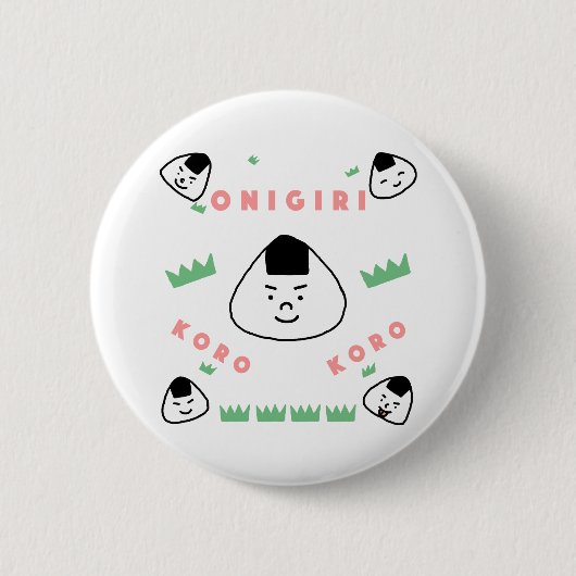 Onigiri Koro (de Rolling Rice Balls) Ronde Button 5,7 Cm (Voorkant)