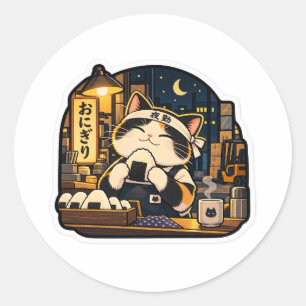 Onigiri Nachtploeg Kat Sticker Japans Voedsel Ca