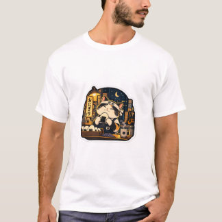 Onigiri Night Shift Cat T-Shirt | Japans eten Ca