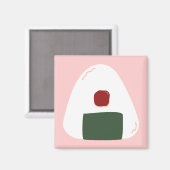 "Onigiri ♥" ~Roze ver.~ Vierkante magneet (Voorkant / Achterkant)