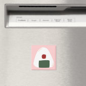 "Onigiri ♥" ~Roze ver.~ Vierkante magneet (Insitu (Vaatwasser))