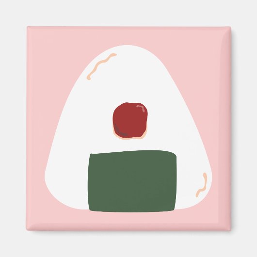 "Onigiri ♥" ~Roze ver.~ Vierkante magneet (Voorkant)