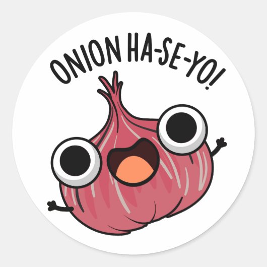 Onion Ha-se-yo Funny Korean Pun Ronde Sticker (Voorkant)