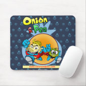 Onion & Pea blue mousepad. Muismat (Met muis)