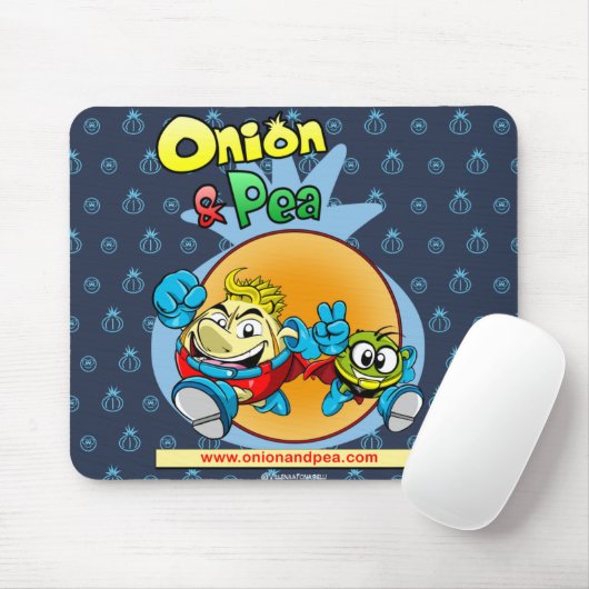 Onion & Pea blue mousepad. Muismat (Met muis)