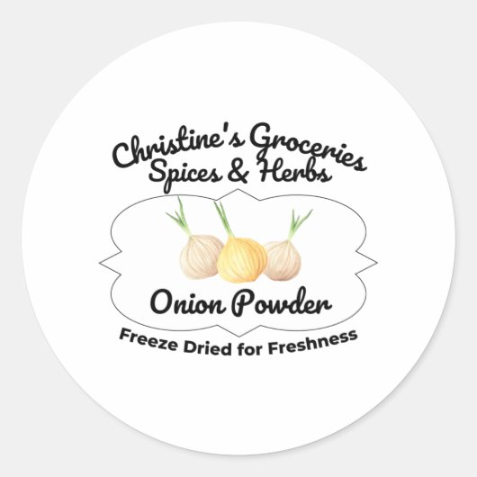 Onion Powder spice jar. Ronde Sticker (Voorkant)