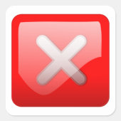 Onjuist rood X-symbool Vierkante Sticker (Voorkant)