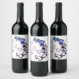 Onketen mijn Heart Wine Labels Wijn Etiket