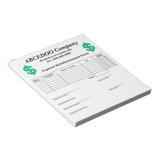 onkostendeclaratie notitieblok (Schuin)