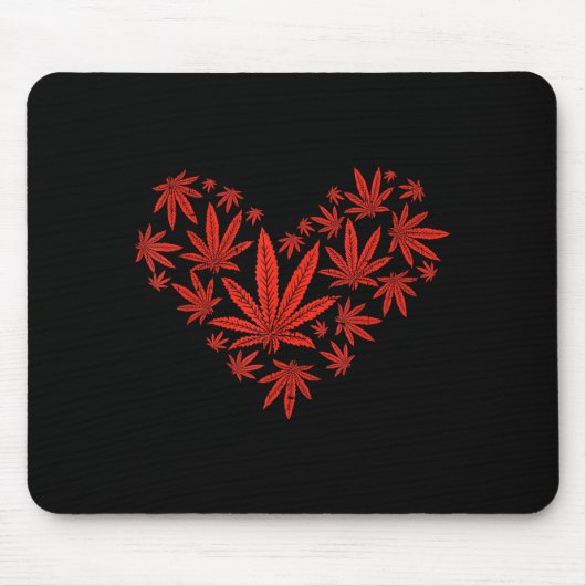 Onkruid Hart Grappige Valentijnsdag Wiet Stoner Ca Muismat (Voorkant)