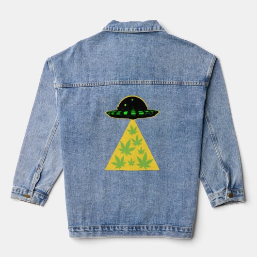 Onkruidblad Stoner Alien Ontvoering UFO Pot Denim Jacket (Achterkant)