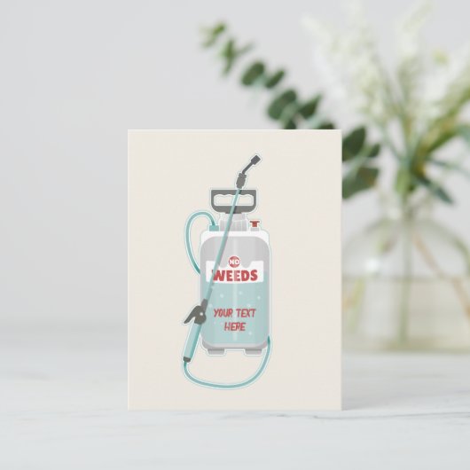 Onkruidverstuiving tuinonderhoud briefkaart (Staand voorkant)