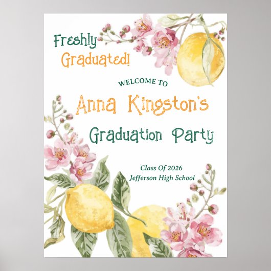 Onlangs Afgestudeerd Afstudeerfeest Welkomstbord Poster (Voorkant)