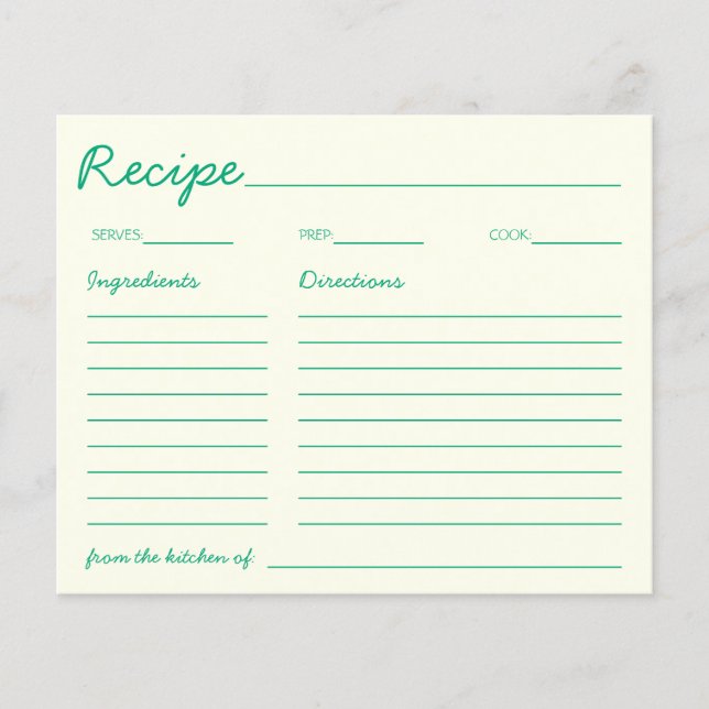 Onlangs Verloving Groene Recept Voor de Bruid Kaar (Voorkant)
