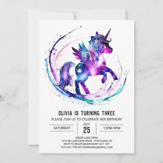 Online aangepaste eenhoorn digitale verjaardag kaart (Voorkant)