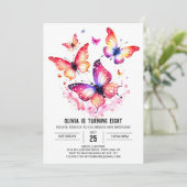 Online aangepaste vlinder meisje verjaardag kaart (Staand voorkant)