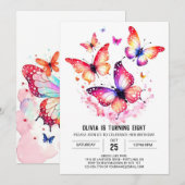 Online aangepaste vlinder meisje verjaardag kaart (Voorkant / Achterkant)