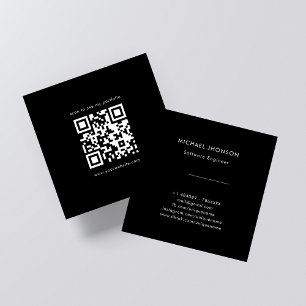 Online aanwezigheid QR-codeportfolio zwart-wit Vierkante Visitekaartje
