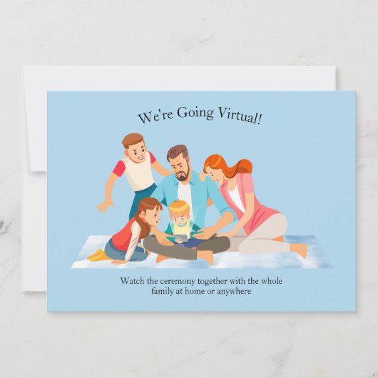 Online Afstuderen Ceremony Blue Invitation Kaart (Voorkant)