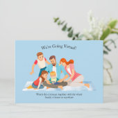 Online Afstuderen Ceremony Blue Invitation Kaart (Staand voorkant)