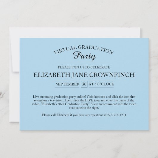 Online Afstuderen Ceremony Blue Invitation Kaart (Achterkant)
