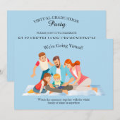 Online Afstuderen Ceremony Blue Invitation Kaart (Voorkant / Achterkant)