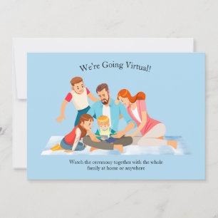 Online Afstuderen Ceremony Blue Invitation Kaart