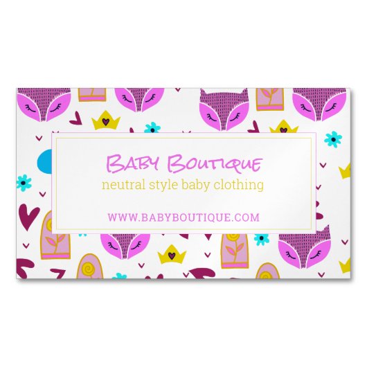 Online baby boetiek of kleine kinder winkel websit magnetisch visitekaartje (Voorkant)