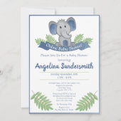 Online Baby shower per mail Blue Boy Elephant Kaart (Voorkant)