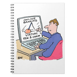 Online Banking Humor Funny Bank Customer Cartoon Notitieboek