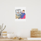 Online Banking Humor Funny Bank Customer Cartoon Poster (Keuken)