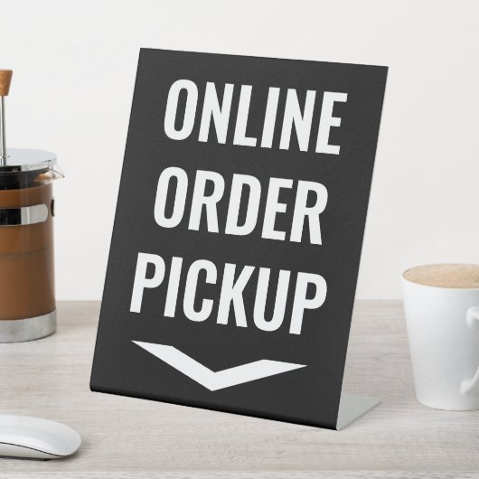 Online bestelbon, zwart reclamebord met voetstuk (Insitu)