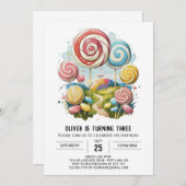 Online bewerkbare Lollipop Verjaardag Kaart (Voorkant / Achterkant)