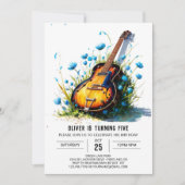 Online Blauwe Gitaar Jongen Verjaardag Kaart (Voorkant)