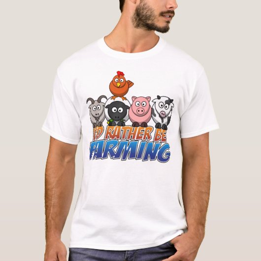 Online Boerderij Games, ik zou liever boer zijn T-shirt (Voorkant)