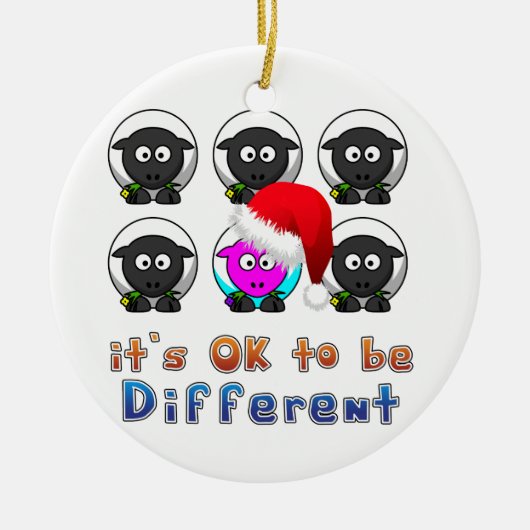 Online boerenschapen verschillende kerst keramisch ornament (Voorkant)