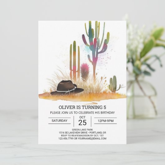 Online Bohemian Cowboy Verjaardag Kaart (Staand voorkant)