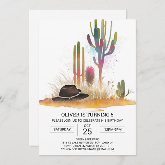 Online Bohemian Cowboy Verjaardag Kaart (Voorkant / Achterkant)