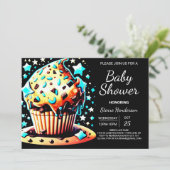 Online Bohemian Custom Muffin Boy Baby shower Kaart (Staand voorkant)