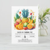 Online Boho Watercolor Fruiten Verjaardag Kaart (Staand voorkant)