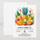 Online Boho Watercolor Fruiten Verjaardag Kaart (Voorkant / Achterkant)