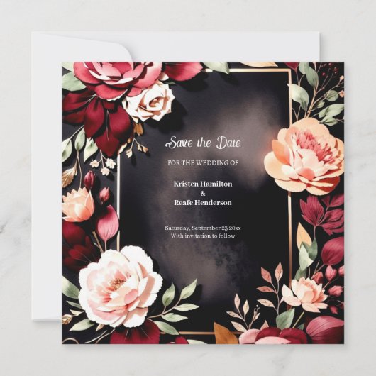 Online Bourgondische trend Save The Date (Voorkant)