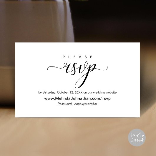 Online bruiloft RSVP reageren, elegant Informatiekaartje
