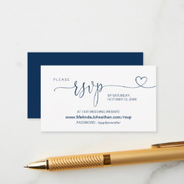 Online bruiloft Website RSVP, Modern Navy Blue Informatiekaartje