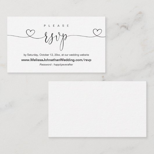 Online bruiloft Website RSVP, Moderne kalligrafie Informatiekaartje (Voorkant / Achterkant)